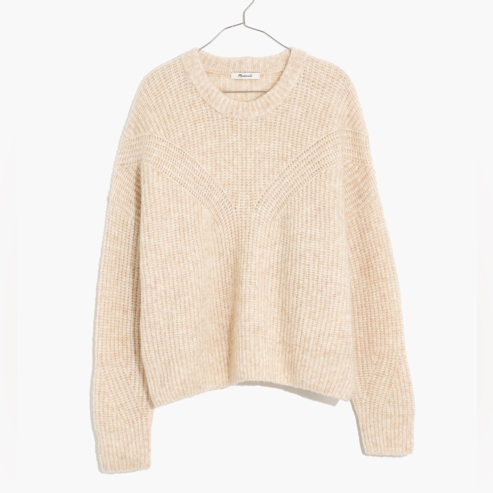 MADEWELL Women's Heather Chalk Belfiore Ribbed Pullover Sweater